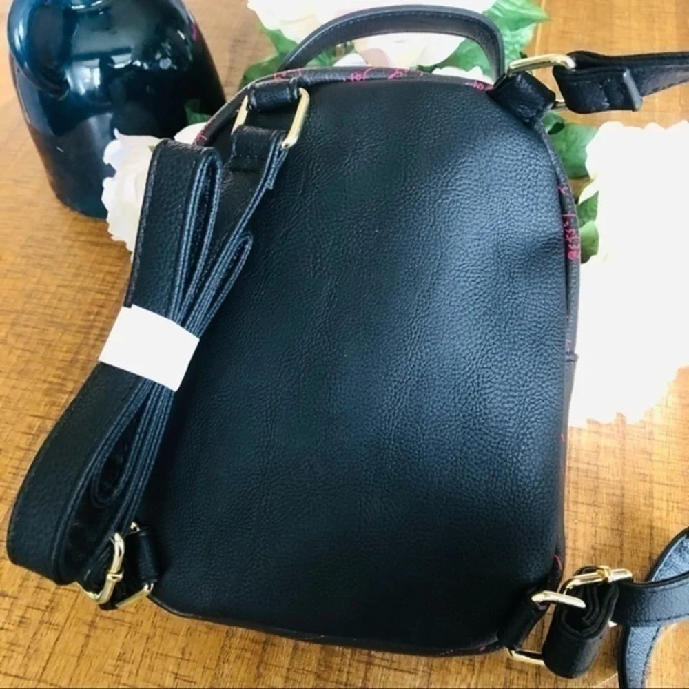 Betsey Johnson Puppy Face Mini Backpack Pink Black 3D Ears NWT